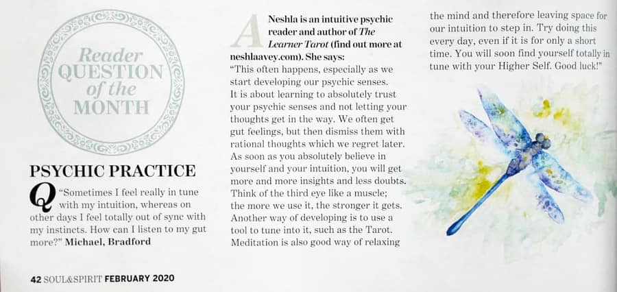 Soul & Spirit Magazine February 2020 Psychic Practice reader question of the month answered by Neshla Avey