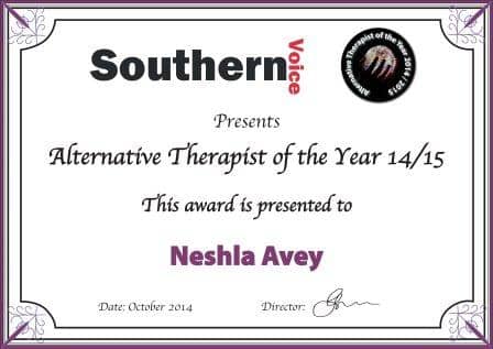 Neshla Avey southern voice alternative therapist of the year award 2014-2015